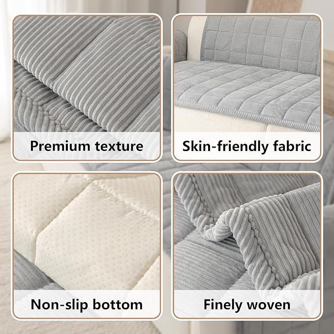Premium Washable Couch Cover for Dogs, Non Slip Sectional Sofa Protector for L Shape Couch,Dog Couch Cover for Waterproof(1PC/27.6"x94.5",Light Grey)
