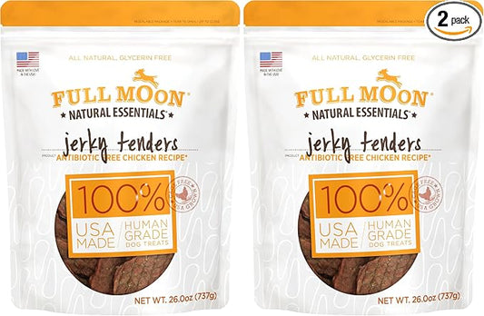 Full Moon Chicken Jerky Dog Treats | Human Grade | Made in USA | 26 oz | Pack of 2