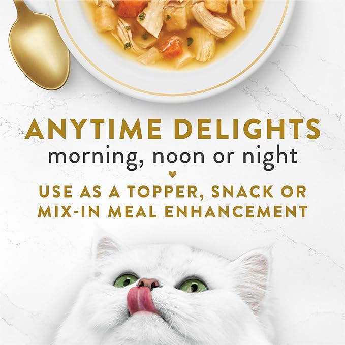 Fancy Feast Purina Broths Classic with Chicken and Vegetables Lickable Wet Cat Food Broth Topper, 1.4 oz Pouches (Pack of 32)