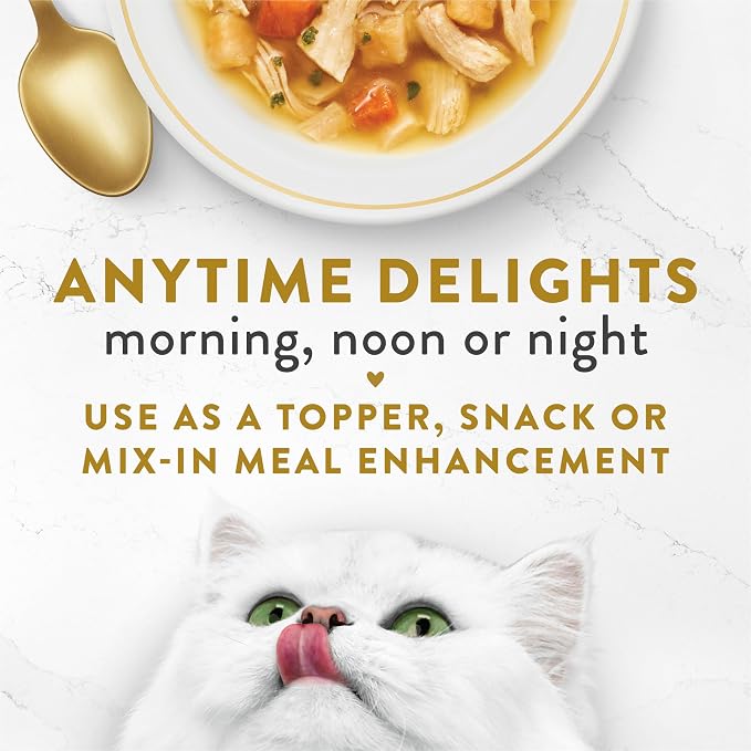 Purina Fancy Feast Broths Classic With Chicken and Vegetables Lickable Wet Cat Food Broth Topper, Pack of 16, 1.4 oz Pouches
