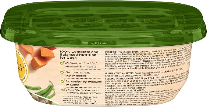 Nutrish Rachael Ray Wet Dog Food, Chicken Paw Pie with Sweet Potatoes & Green Beans Recipe, 8 oz. Tub (Pack of 8)