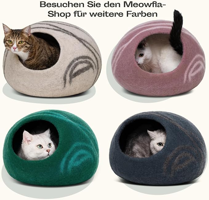 MEOWFIA Cat Cave – Premium Felt Cat Enclosure for Indoor Cats, Handmade Merino Wool (Rose Gold, Large)