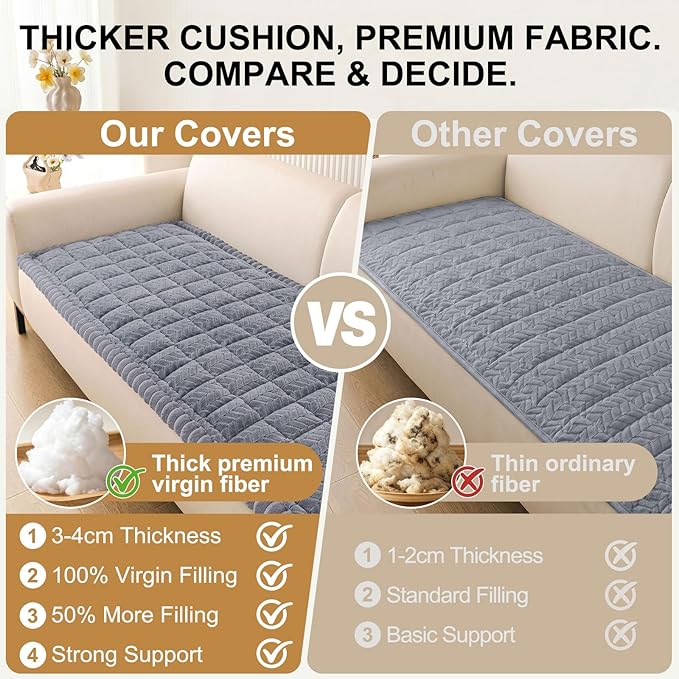 Smiry Couch Cover for Dogs, Non Slip Fuzzy Pet Sofa Arm Covers Washable for Armrest & Backrest, Soft Thick Furniture Protector for Cats Dogs, Against Fur, Dirt (Grey, 35.4" x 35.4")