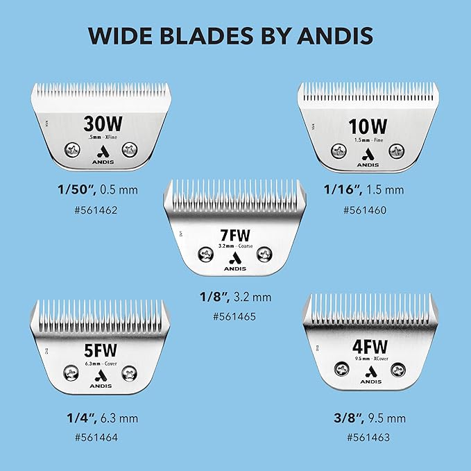 Andis 561462 ceramicEDGE Detachable Wide Blade #30W – Stainless Steel Pet Clipper Blade, XFine Cut, Professional Grooming Performance