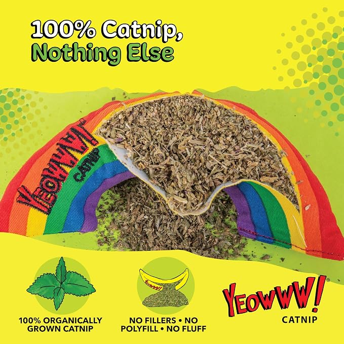 Yeowww! Catnip Rainbow Toy for Cats - Colorful Arch Shape - Durable Cotton Twill - Made in the USA - Stuffed with Organically Grown Catnip