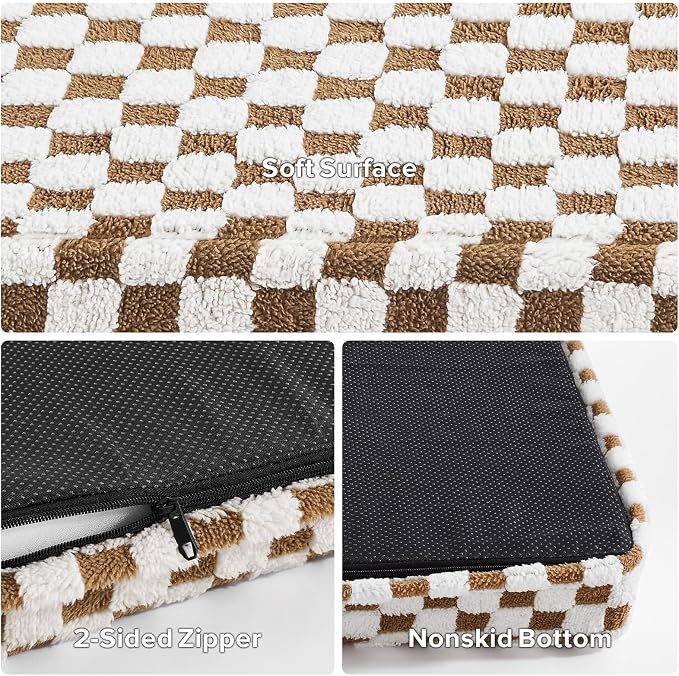 JOEJOY Orthopedic Dog Bed for Large Dogs, Memory Foam Pet Bed with Removable Washable Cover, Cozy Plush Crate Mat, 47×29", Brown