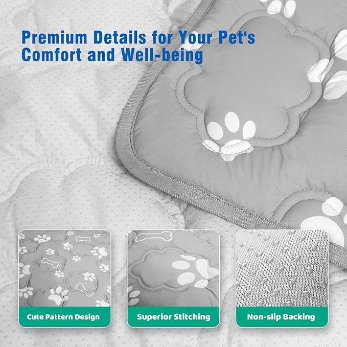 Dog Cooling Mat for Extra Large Dogs, Cool Dog Bed Mat for Indoor & Outdoor, Q-Max>0.5, Machine Washable Non-Toxic Pet Self Cooling Pad for Kennel, Crate, Car - XXL(48" x 30") - Grey