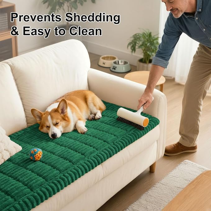 Smiry Couch Cover for Dogs, Non Slip Washable Sofa Protector for Pets, Soft Furniture Cover for Pet, Stylish Sofa Covers, Cozy Protect Against Fur, Dirt & Everyday Messes (Turquoise, 27.6" x 82.7")