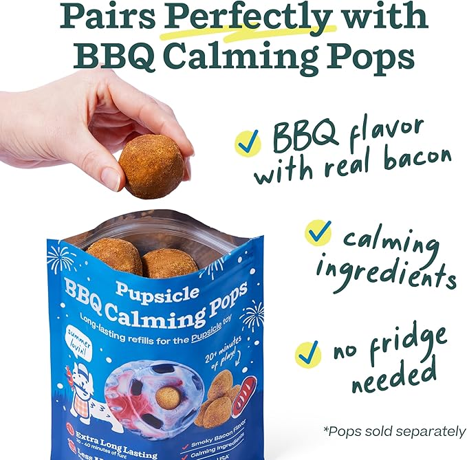 WOOF Pupsicle - Long-Lasting Interactive Dog Ball Toy to Keep Your Pup Busy and Distracted - Safe for Dogs - Low-Mess Design - Dog Toys for Extra Large Dogs 75+ lbs - July 4th Edition