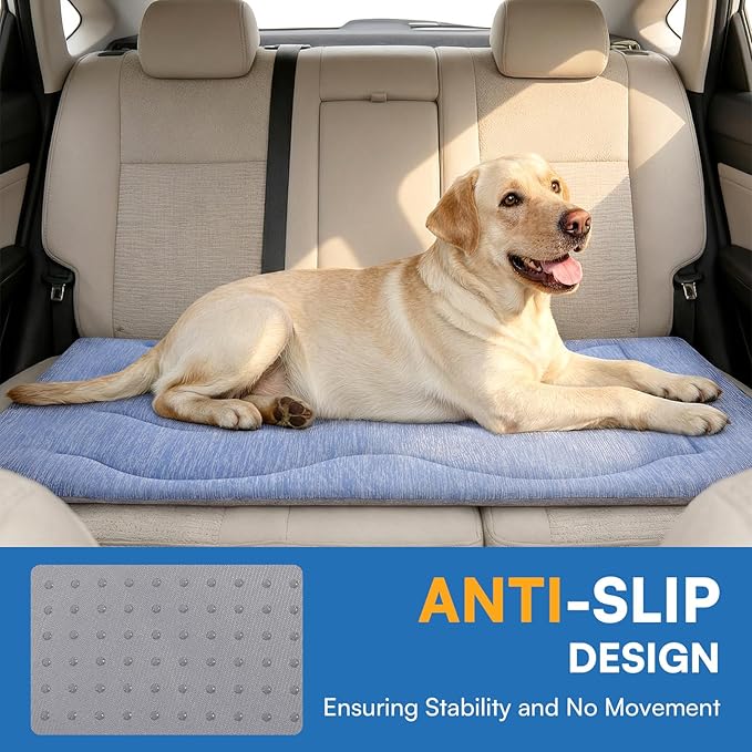 Queenmore Large Dog Cooling Mat for Dog, Portable Flat Pet Bed for Dogs and Cats, Non-Slip Summer Pet Sleeping Mat, Machine Washable, Dogs Cooling Pad Indoor (Blue Wave, XLarge(43" x 31"))