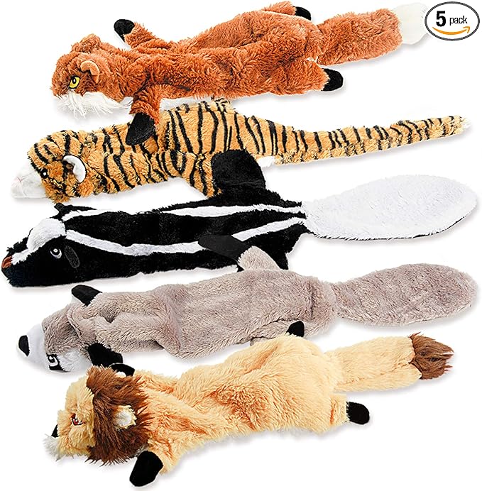 Dog Squeak Toys, No Stuffing Plush Dogs Chew Toy Bundle for Small Medium Large Breed Chewer Tough Durable Squeaky Pet Fetch Puppy Teething Chewing Interactive to Keep Them Busy Best Birthday Gift
