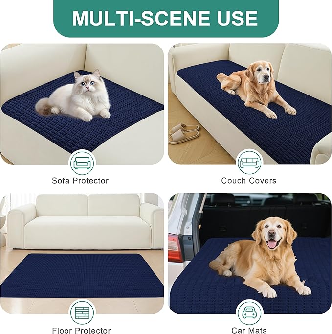 Foxdecor Couch Cover Sofa Covers Washable, Dog Bed Cover Couch Covers for 3 Cushion Couch Sofa Pet Friendly, Dog Couch Cover Furniture Covers for Pets.(Dark Blue 58x82 inch)