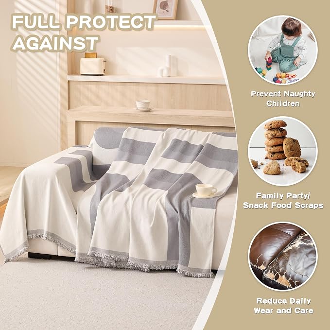MEETSKY Boho Couch Cover Super Soft Couch Covers for 2-3 Cushion Couch Sofa, Modern Jacquard Sofa Slipcover Loveseat Futon Cover, Couch Covers for Sectional Sofa, 71" x 118", Grey Geometry