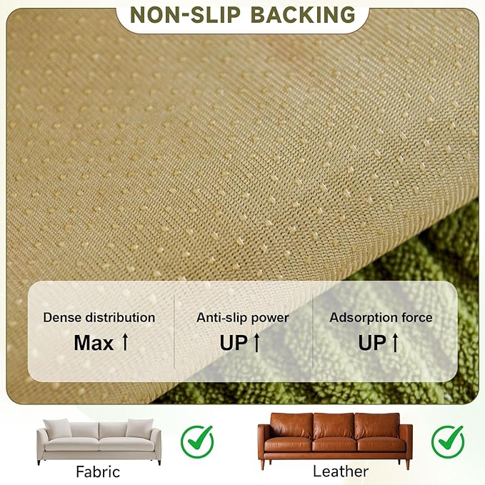 OTOB Couch Covers for 3 Cushion Couch Sofa Pet Friendly, Washable Plush Sofa Slipcovers Furniture Protector, Non Slip All Season Soft Fuzzy Pet Couch Cover, 1 Piece(Matcha Green, 27.6"x82.7")