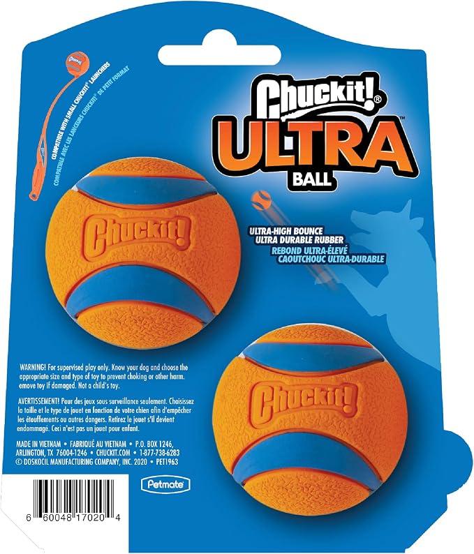 Chuckit! Ultra Ball Dog Toy, Balls for Dogs to Fetch, Durable Rubber, Small 2-inch, Pack of 2