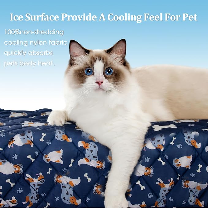 Dog Cooling Mat, Premium Lightweight Pet Cooling Blanket Bed Cover for Dogs, Cat, Puppies | Ice Silk Cool Pad for Dogs Furniture Protector | Machine Washable Pet Blanket, 22''x28''