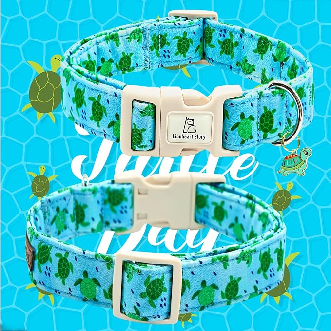 Lionheart glory Dog Collar Blue Sea Turtles Dogs Collar Spring Summer Cute Collars Dog Boy or Girl Soft Durable Adjustable Dog Collars for Small Dogs Pet Gift