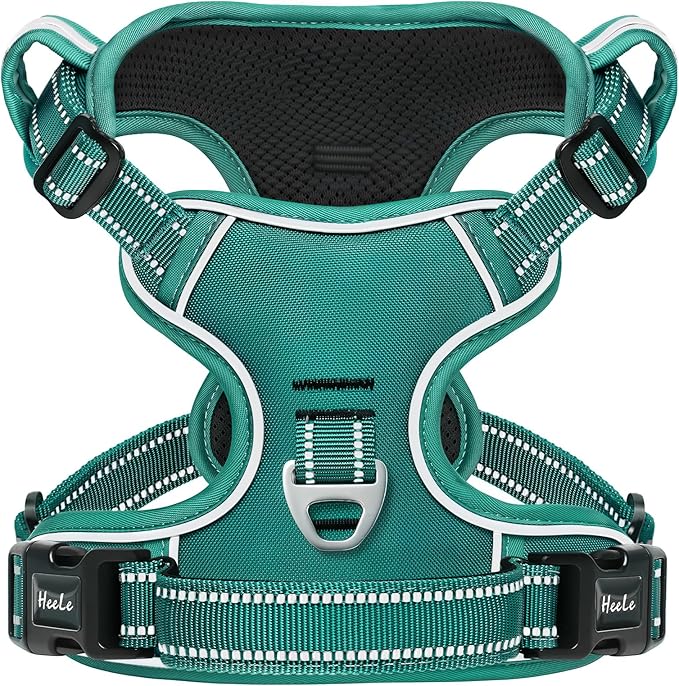 HEELE Dog Harness for Large Dogs No Pull Dog Vest Harness for Large Dog with Soft Padded Handle Reflective for Outdoor Training, Grass Green, XL