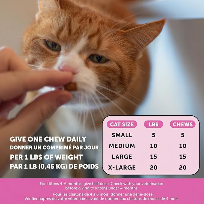 Cat Multivitamin Chews - Cat Treats for Health + Immune, Joint Support, Skin & Coat, and Digestion - Omega 3s, Lysine & Probiotics for Cats, Vitamins for Cats - Chicken (90-Day Supply)