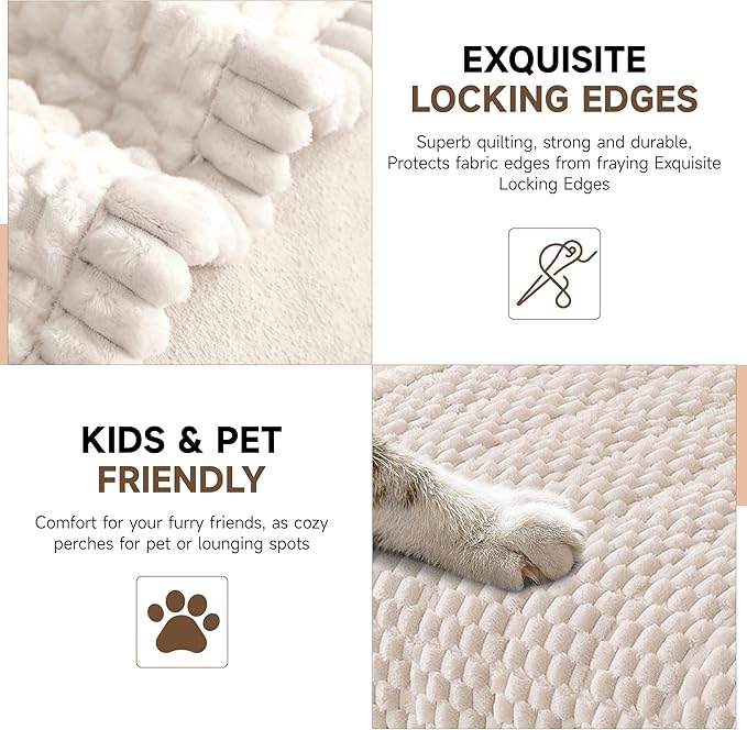 OTOB Couch Covers for Sofa Pet Friendly, Washable & Non Slip Fuzzy Dog Couch Cover Love Seat Sofa Slipcovers Cushion Mat, Cozy Soft All Seasons Plush Furniture Protector (Cream, 27.6" x 59.1")