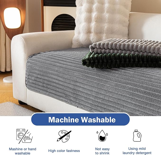 MYSKY HOME 100% Waterproof Couch Cover for Sectional Sofa, Couch Covers for Dogs Washable, Non Slip 2 PCS L Shaped Sofa Slipcover, Sofa Covers for 3 Cushion Couch for Pet, Grey, 35"x70.9"+35"x82.7"