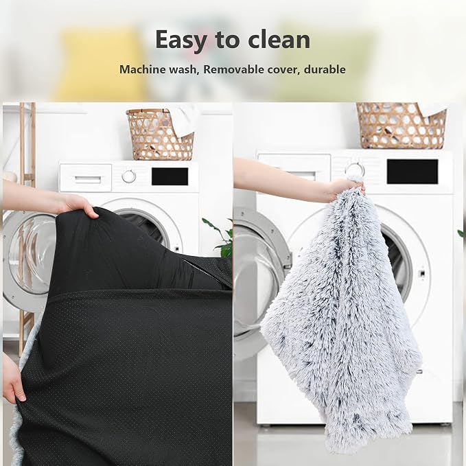 Vonabem XXL Dog Bed Washable, Waterproof Large Pet Beds with Removable Cover, 48 inch Dog Crate Pad for Jumbo XXLarge Dogs, Soft Plush Thick Pets Pads for Sleeping Grey