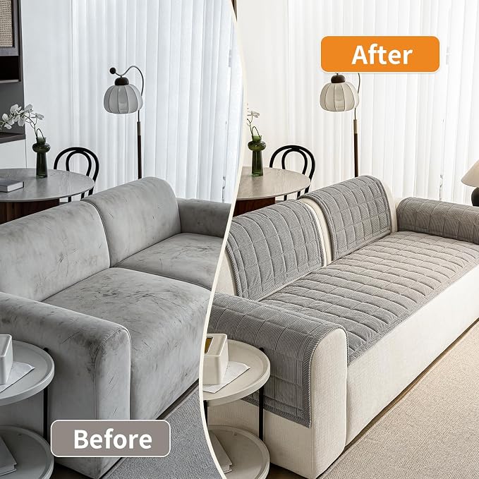 Couch Covers for Dogs Washable, Non Slip Couch Covers for Loveseat Sofa Pet Friendly, Soft Fuzzy Sofa Covers for Pet, Dog Couch Cover Furniture Protector(1PC,Light Grey,27.6"x27.6")