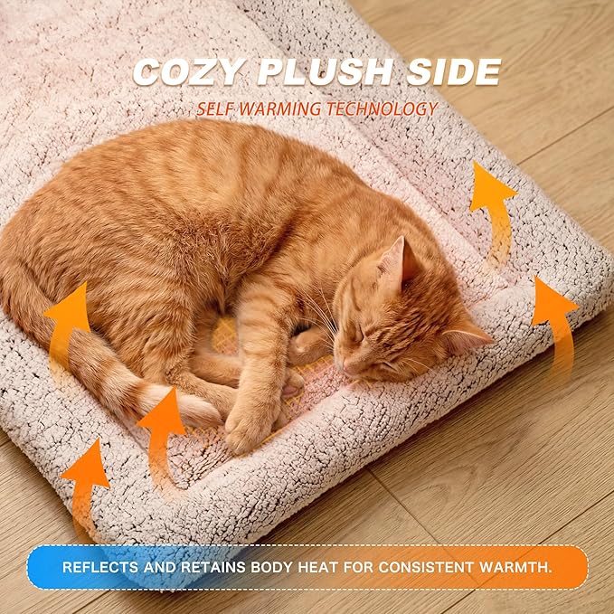 Cat Cooling Mat, Self Warming Cat Bed, Reversible Warm & Cooling Cat Bed, Winter Warm Cat Pad & Summer Cooling Cat Mat for Kittens & Small Dogs, Perfect for Crates, Beds & Sofas, Dark Brown, 18" x 24"