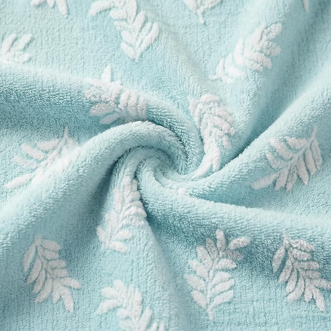 Horaldaily Pets Flannel Blanket, Blue Leaves 3D Textured Soft Fuzzy Fluffy Plush Cozy Fleece Premium Blankets for Dog Cat Puppy Kitten Couch Protection, 16x23