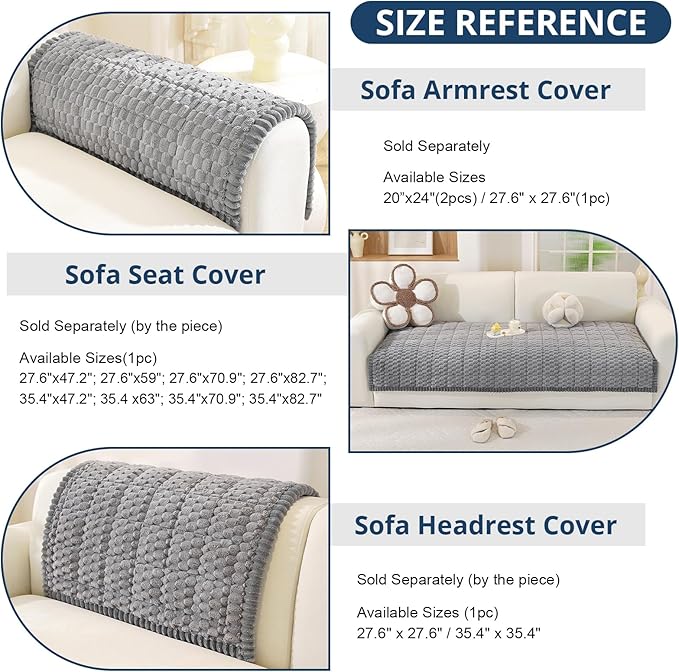 OstepDecor Couch Cover for Dogs, Washable Non Slip Sofa Cover for Pets, Soft Couch Covers for Sofa, Loveseat and Sectional, Furniture Protector Against Pet Hair & Scratches (35.4" x 82.7", Grey)