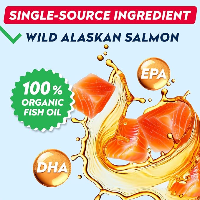 StrellaLab 32 OZ Salmon Oil for Dogs - Omega 3 for Dogs & Cats, Itch & Allergy Relief, Wild Alaskan Salmon Oil for Skin & Coat, Fish Oil Liquid, Shedding Health Support EPA & DHA Fatty Acids
