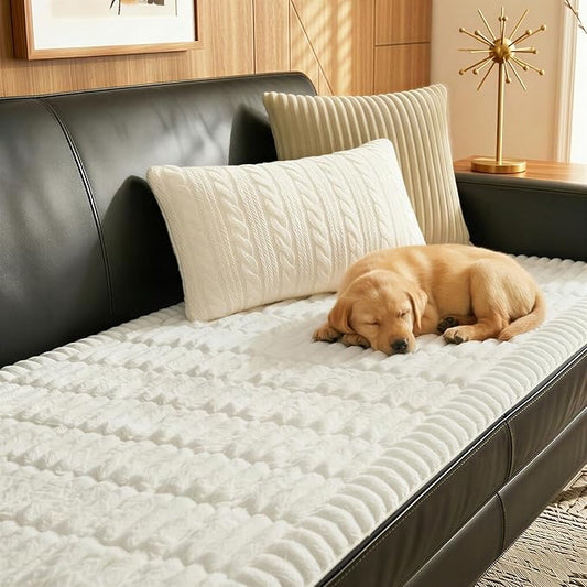 Fixwal Pet and Family Friendly Couch Covers, Washable Non-Slip Dog Mat with Waterproof Backing, Soft Plush Protector for Sofa, Car Seat, Bedside, Playpen, Camping (White, 27.6" x 82.7")