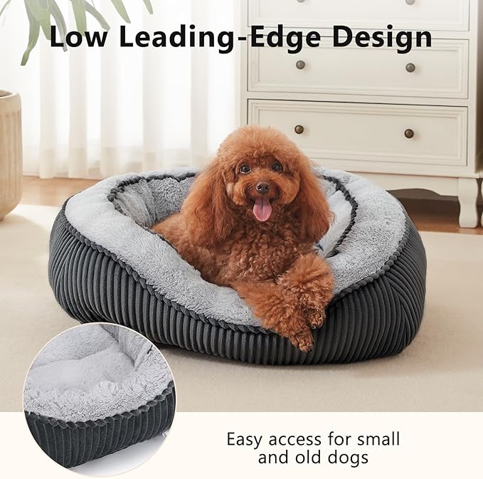 Washable Dog Beds for Medium Dogs, Rectangle Medium Large Sized Dog Bed, Soft Breathable Big Dog Pet Bed, Durable Calming Orthopedic Pet Bed with Anti-Slip Bottom, L(30"x24"x9")