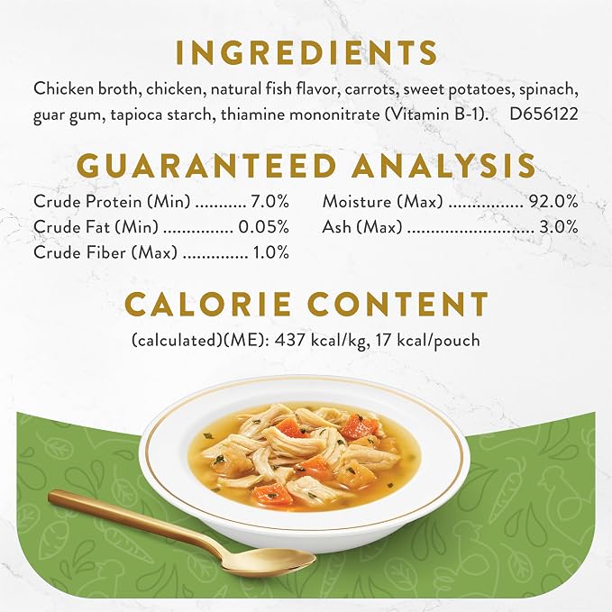 Fancy Feast Purina Broths Classic with Chicken and Vegetables Lickable Wet Cat Food Broth Topper, 1.4 oz Pouches (Pack of 32)