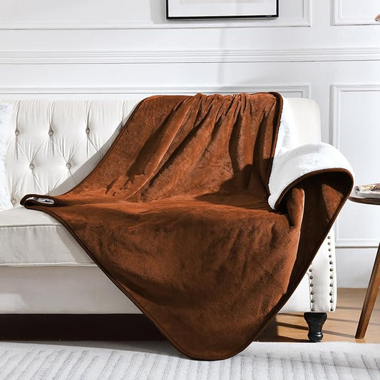Waterproof Blanket for Bed Couch Sofa, Soft Liquid Pee Proof Pet Blanket for Dog Puppy Cat, Reversible Sherpa Fleece Furniture Protector (Caramel, 60x80 inches)