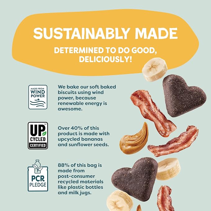 Shameless Pets Soft-Baked Dog Treats, Bananas for Bacon | Healthy Treats for Small, Medium & Large Dogs | Skin & Coat Support with Omega-3 & Omega-6 | Grain-Free, Made in USA | 6 oz