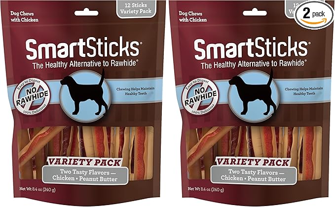 SmartBones SmartSticks, Treat Your Dog to A Rawhide-Free Chew Made with Real Meat and Vegetables (Pack of 2)