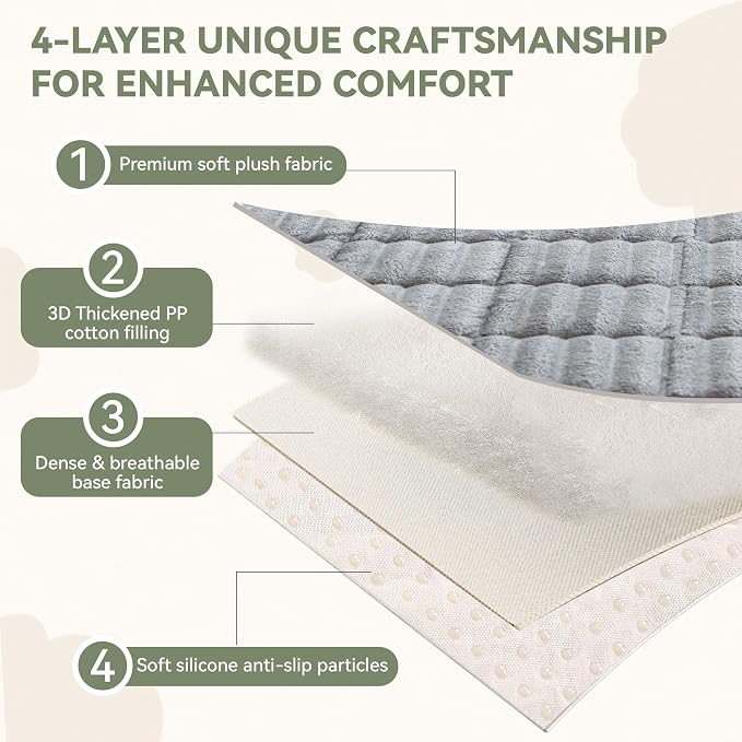 OTOB Couch Cover for Dogs Washable, Non Slip Plush Sofa Covers for 3 Cushion Couch, Fuzzy Pet Friendly Mat Bed Furniture Protector Sofa Slipcover, All Seasons (Gray, 27.6" x 70.9")