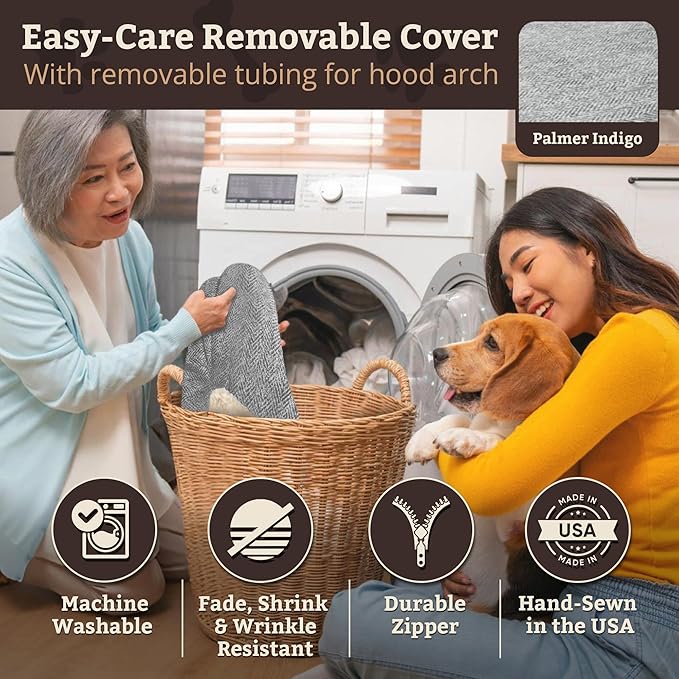 Snoozer Cozy Cave Dog Bed - Indoor Dog Bed with Cover Cave, Covered Calming Burrow for Small & Medium Sized Pets with Blanket Attached, Enclosed, Removable Washable Cover - Large, Palmer Dove