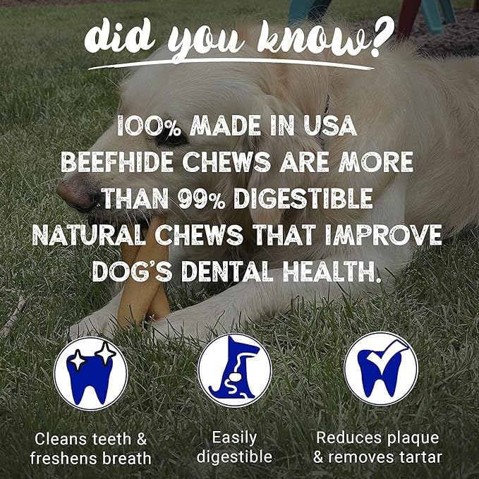 Pet Factory 100% Made in USA Beefhide 4" Knotted Bones Dog Chew Treats - Peanut Butter Flavor, 24 Count/1 Pack