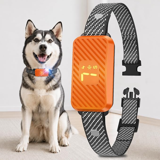 Dog Bark Collar for Large Medium Small Dogs, Effective No-Bark Collar, Smart Barking Collar, Rechargeable Bark Collar with 7 Sensitivity, 3 Modes, Waterproof, Neon Orange