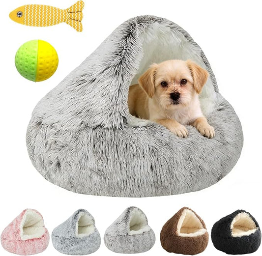 Cozy Cocoon Dog Bed, 2026 New Cozy Cocoon Pet Bed for Dogs, 3D Spacious Design, Resistant to Collapse, Strong Support, Warm & Non-Slip, Soft & Washable, Enclosed Cat Cave Bed (Gray, Medium)