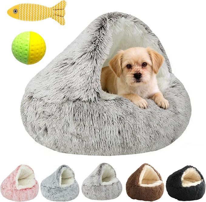 Cozy Cocoon Dog Bed, 2026 New Cozy Cocoon Pet Bed for Dogs, 3D Spacious Design, Resistant to Collapse, Strong Support, Warm & Non-Slip, Soft & Washable, Enclosed Cat Cave Bed (Gray, Large)