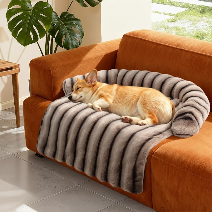 WATANIYA PET Medium Dog Couch Bed, Fluffy Washable Couch Protector for Dogs with Removable Cover, Non-Slip Dog Sofa Bed, 35x31 Inch, Brown