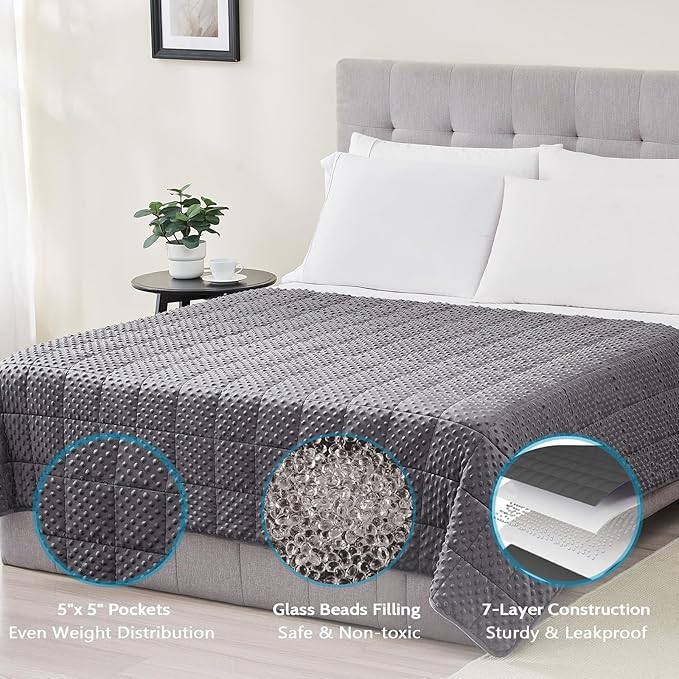 L'AGRATY Weighted Blanket - 36"x48" 5lbs Minky Dots Heavy Blanket with Glass Beads Soft Breathable for All-Season Summer Fall Winter Thick Comfort for Sleeping