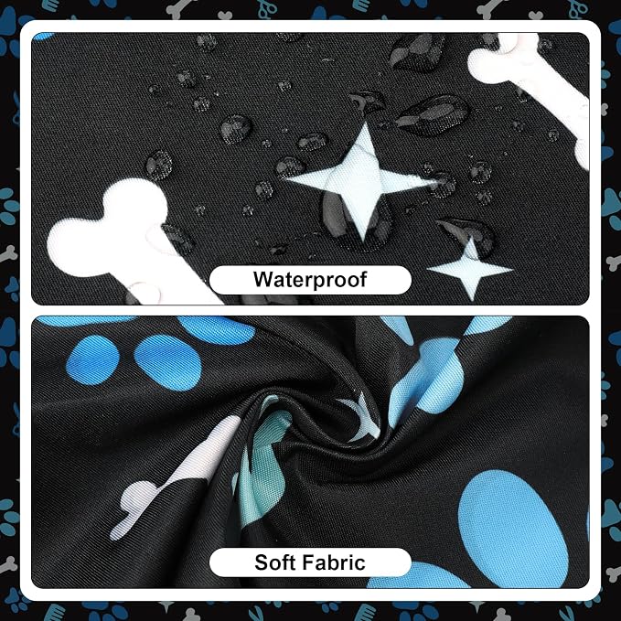 Dog Grooming Waterproof Apron with 2 Pockets, Cute Animals Puppy Dog Pets Apron