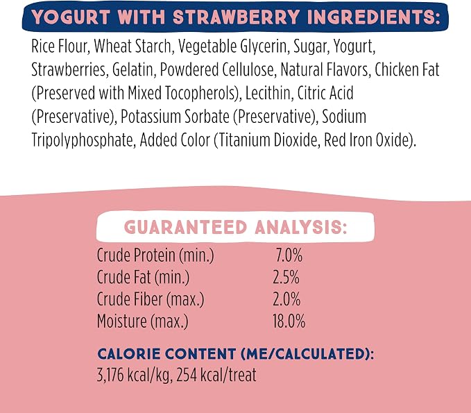 Ultra Chewy Yogurt with Strawberry Double Treat Bones: Long-Lasting Dog Treats Made in USA for Large and Small Breeds, Highly Digestible (12 Count)