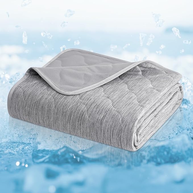 Cozy Bliss Deluxe Leakproof Cooling Blanket for Dogs with Q-Max 0.5, Sofa Topper & Couch Protector for Pet, Soft & Durable Washable Pet Cooling Mat for Hot Weather, Silver Grey, 30"x70"