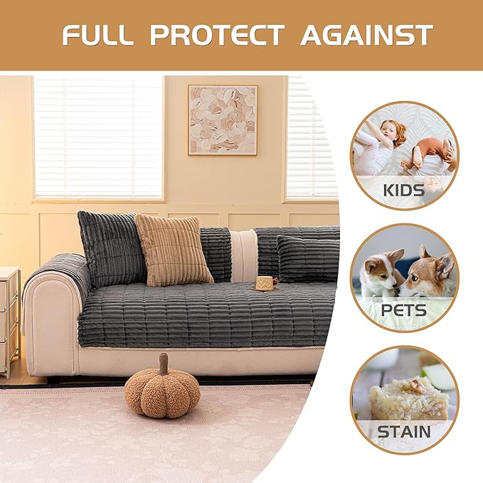 Washable Pet-Friendly Couch Covers for Dogs Fuzzy Pet Sofa Covers Dog Couch Blankets and Cushion Covers for Sofa