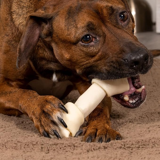 Pet Factory 100% Made in USA Beefhide 6" Knotted Bones Dog Chew Treats - Natural Flavor, 12 Count/1 Pack